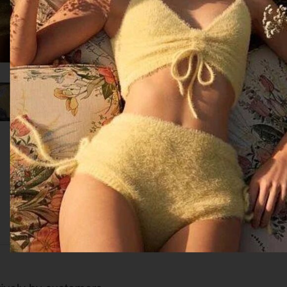 For Love And Lemons Pants - For Love & Lemons Yellow Fuzzy High-Waist Shorts